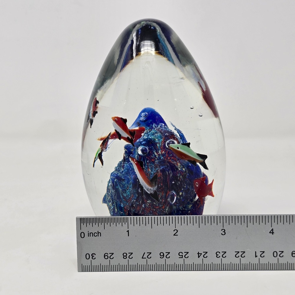 Vintage Murano Style Glass Paperweight Aquarium Fish Ocean Decor Art Handmade - Picture 8 of 9